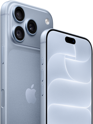 جهاز iPhone&nbsp;18&nbsp;Pro، بلون جليدي، الجهتين الأمامية والخلفية تعرض درع السيراميك، نظام ثلاثي الكاميرات