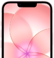 جهاز iPhone&nbsp;17e، جزء من الجانب الخارجي الأمامي مع درع السيراميك&nbsp;2، لون زهري ناعم، يعرض صورة خلفية لزهرة وردية
