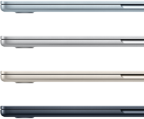 الجزء الخارجي الجانبي لأربعة أجهزة MacBook&nbsp;Air‏ تعرض أربعة ألوان مختلفة