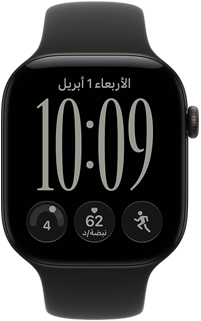 ساعة Apple&nbsp;Watch&nbsp;Series&nbsp;12، إطار ألومنيوم، لون أسود، واجهة الساعة Responsive&nbsp;Art، حزام رياضي، لون أسود