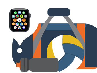 Illustration of misplaced Apple Watch found in gym bag using Find My app