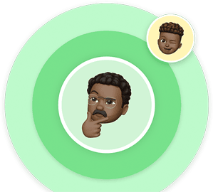 Illustration of a dad holding his chin, thinking, with a smaller bubble showing his winking son