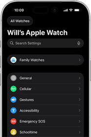 Kid's Apple account screen