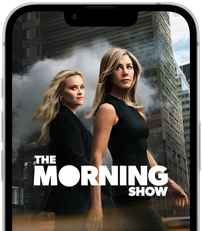 iPhone 17e front screen showing the Apple TV+ series The Morning Show