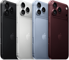iPhone 18 Pro devices in a row, back exterior, all four colors: Black, Glacier, Silver, Burgundy, Pro Fusion camera system in top left corner, 3 lenses, microphone, flash