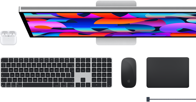 Mac accessories: AirPods, Studio Display, Magic Keyboard, Magic Mouse, Magic Trackpad, MagSafe charge cable