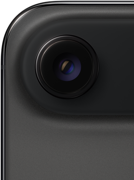 iPhone Air, back exterior, Space Black color, top rounded corner, single-lens Fusion camera system